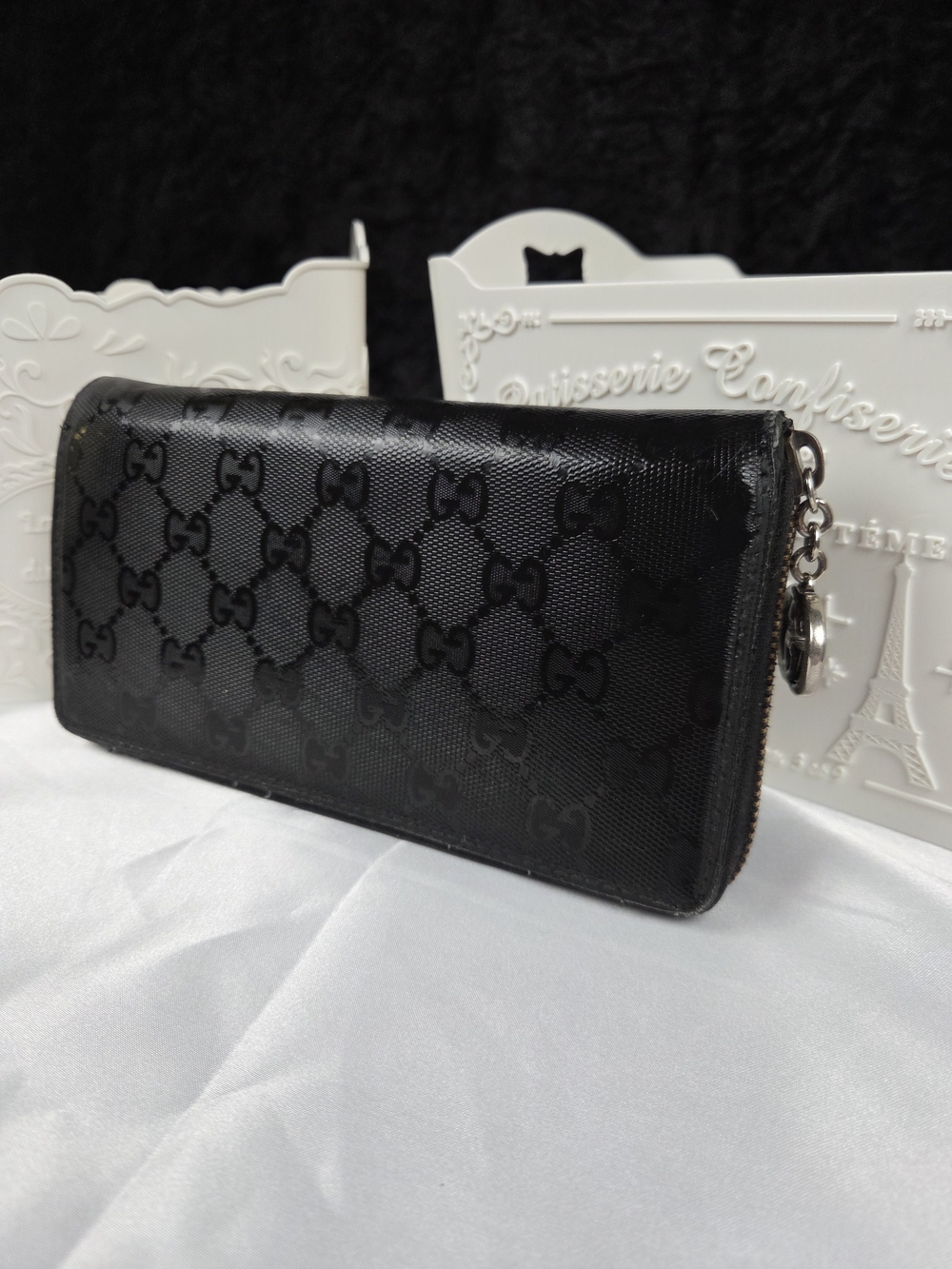 Gucci Black Signature GG Zip Around Wallet